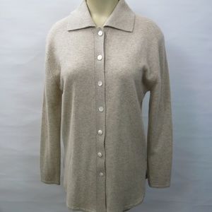 Neiman Marcus Beige Cashmere Cardigan Sweater S